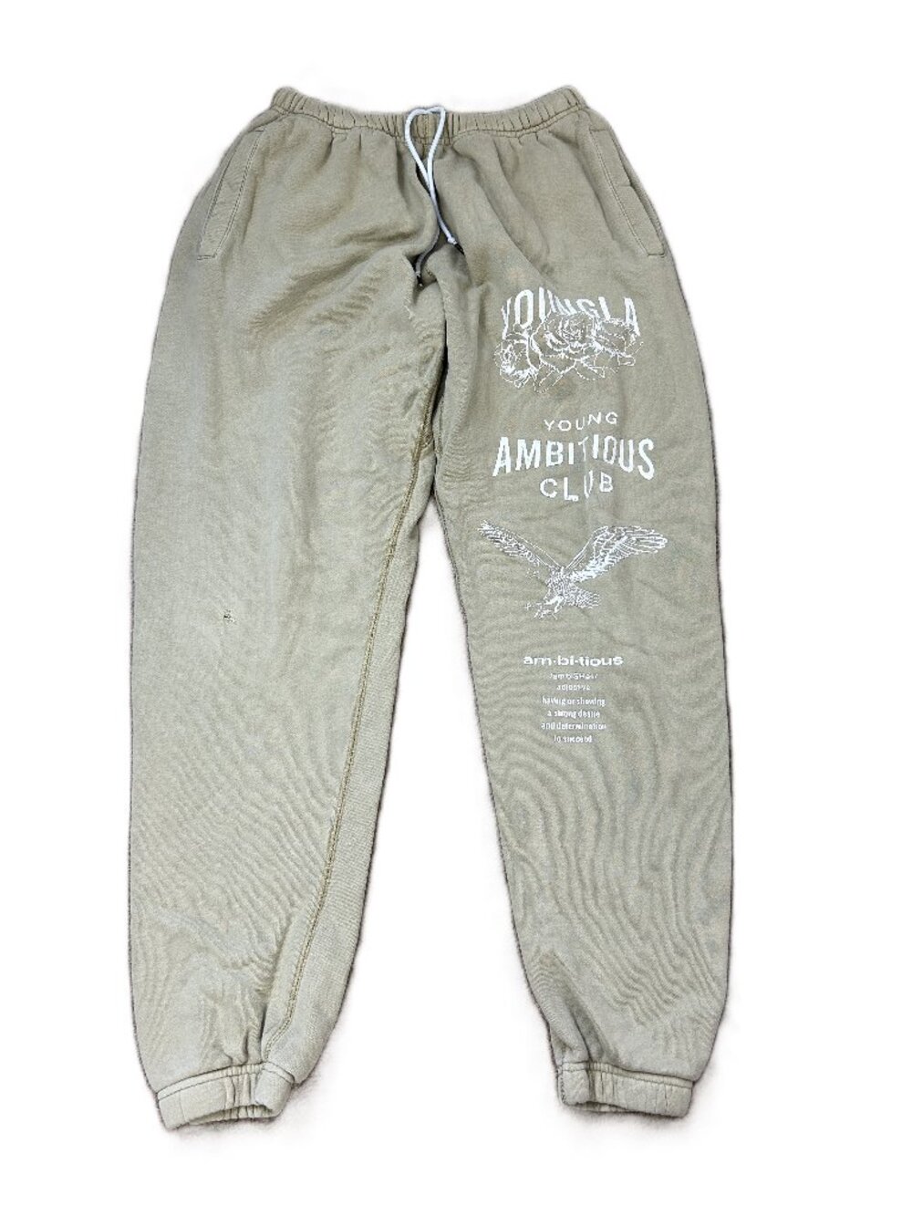 Young LA Joggers Sweatpants Tan Young Ambitious Club L (flaws)